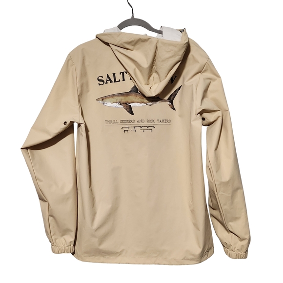 SALTY CREW Bruce Snap Jacket Mens Medium Cream Fishing Surf - Picture 8 of 13